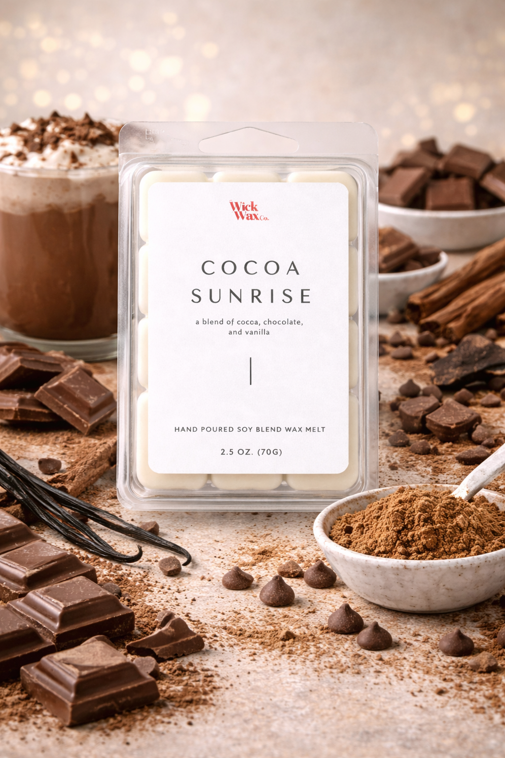 Chocolate Fudge Wax Melts – Cocoa Sunrise | Rich Dark Chocolate Dessert Scent